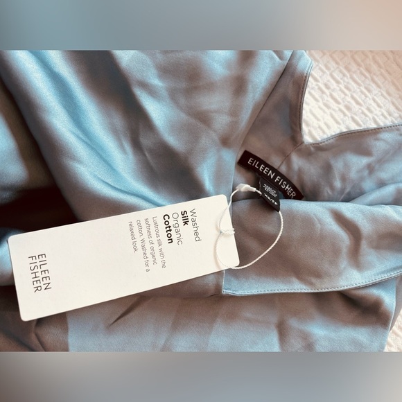 NWT Eileen Fisher Silk Blend Baby Blue Slip Dress - Picture 15 of 16